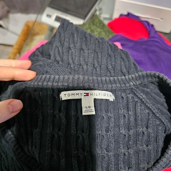 Vintage y2k tommy hillfiger cable knit 3/4 sleeve black sweater - Picture 4 of 4
